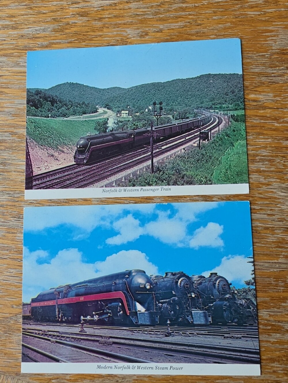 Lot Of 2 Norfolk & Western Railroad Steam Locomotive Postcards.  Unposted